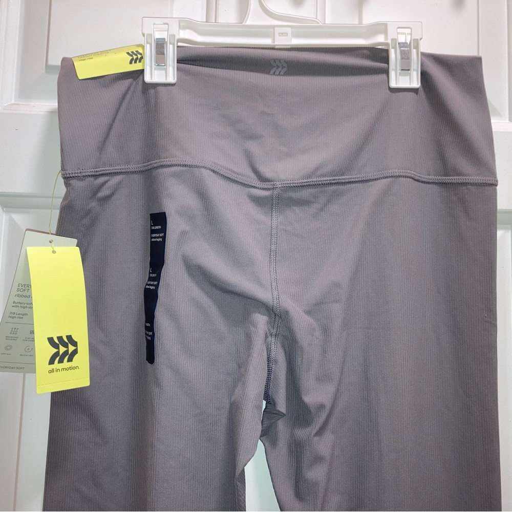 All in Motion Women's Everyday Soft High-Rise Ribbed 7/8 Leggings - Gray Size L - Picture 5 of 5